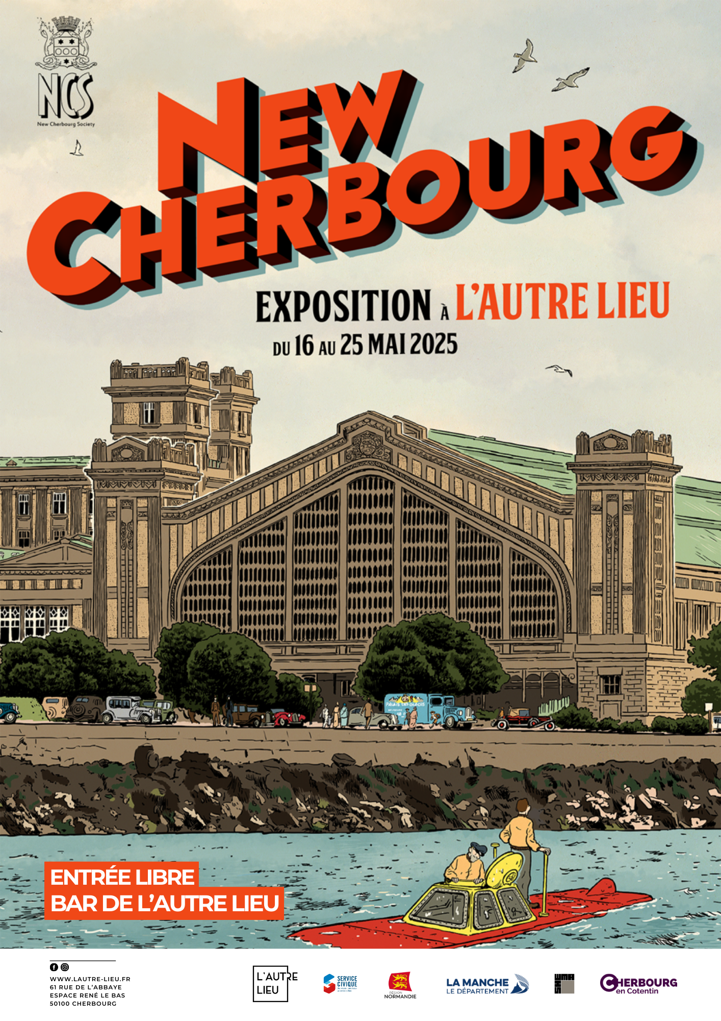 À l’occasion de l’édition 2025 du Festival du livre, L’Autre Lieu vous donne rendez-vous du 16 au 25 mai dans le bar de L’Autre Lieu pour une exposition appelée “New Cherbourg Stories”. New Cherbourg Stories est une œuvre de fiction qui met en scène une version imaginaire de la ville de Cherbourg-en-Cotentin. Il s'agit d'un univers de bande dessinée créé en 2017 par le dessinateur Romuald Reutimann et le scénariste Pierre Gabus, édité chez Casterman depuis 2020.