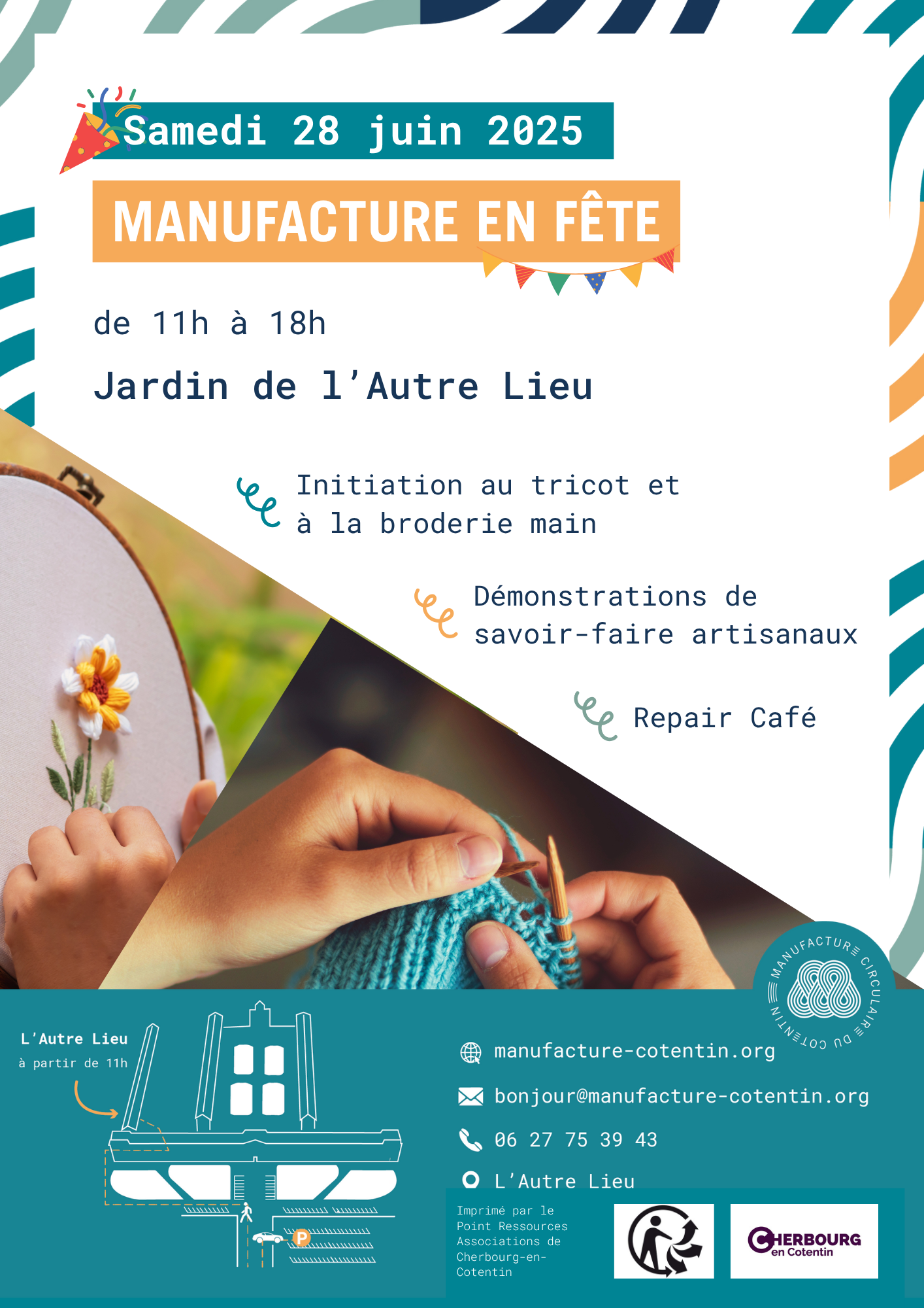 🎉Manufacture en Fête, une journée festive et créative à ne pas manquer ! Envie de découvrir, de partager, de créer ou simplement de passer un bon moment en plein air ? Rejoins-nous samedi 28 juin aux Jardins de l’Autre Lieu pour célébrer ensemble les valeurs qui nous rassemblent à la Manufacture : le faire ensemble, la transmission des savoir-faire et le réemploi.