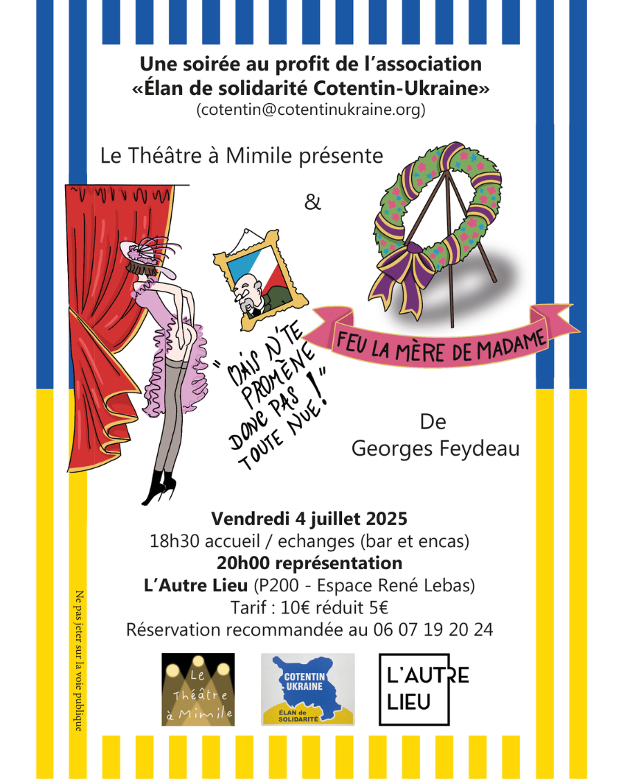 🗓️Rendez-vous le vendredi 4 juillet à 20h au P200 à L’Autre Lieu pour une soirée au profit de l’association «Élan de solidarité Cotentin-Ukraine».