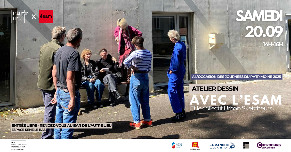 🗓️Rendez-vous le samedi 20 septembre à l’occasion des Journées européennes du Patrimoine, de 14h à 16h pour un atelier de dessin avec l’ésam de Cherbourg dans l’Espace René Le Bas et/ou dans l'école.