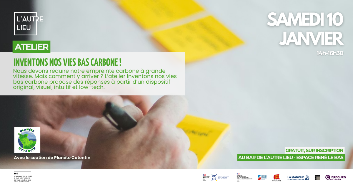 Le samedi 10 janvier de 14h à 16h30, venez partager un moment collectif pour réfléchir, comprendre et imaginer des vies plus sobres et désirables. Rendez-vous dans le bar de L’Autre Lieu, dans l’Espace René Le Bas.