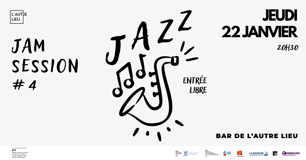 🗓️Nous vous donnons rendez-vous le jeudi 22 janvier pour une 4e édition de la Jam Session Jazz dans le bar de L’Autre Lieu à 20h30.