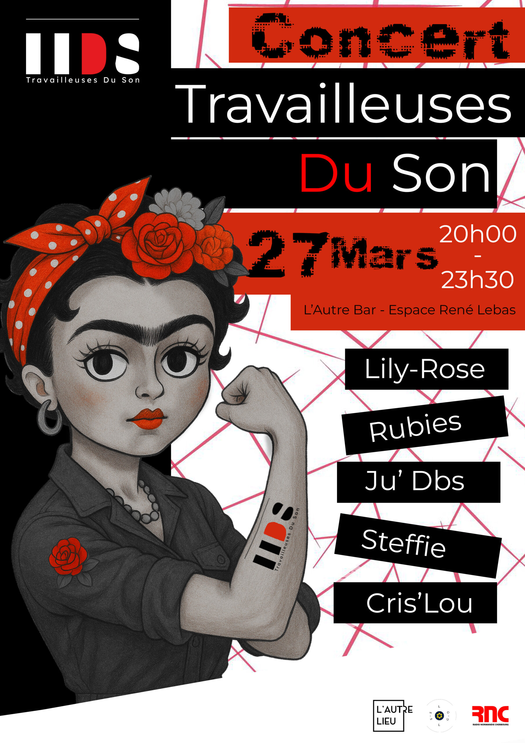 Les Travailleuses Du Son (ré)investit le bar de L'Autre Lieu pour vous présenter son catalogue d'artistes féminines ! Le vendredi 27 mars à partir de 20h, au bar de L’Autre Lieu, à Cherbourg-en-Cotentin, dans l’Espace René Le Bas.