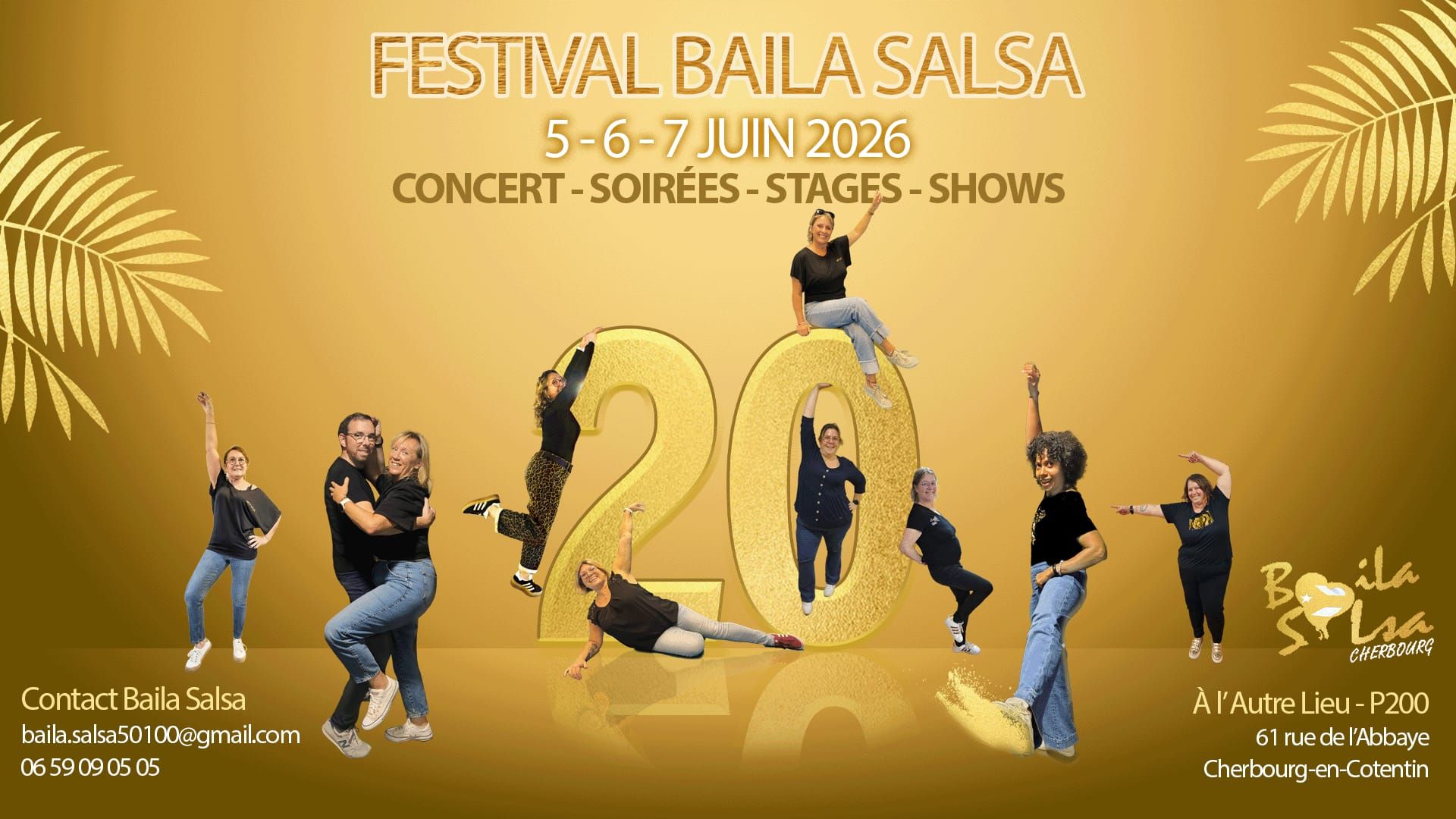 Du 5 au 7 juin, venez danser au rythme du festival et de l'association du même nom : Bailsa Salsa. 20 ans, ça se fête non ? Alors rendez-vous au P200 à L'Autre Lieu, dans l'Espace René Le Bas pour un week-end exceptionnel. 