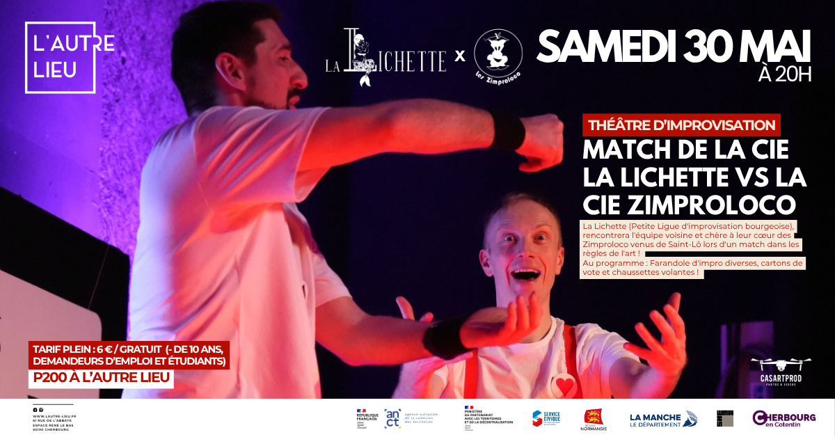 🗓️ À vos agendas ! Nous vous donnons rendez-vous le samedi 30 mai à 20h avec La Lichette dans le P200 à L’Autre Lieu, dans l’Espace René Le Bas à Cherbourg-en-Cotentin !