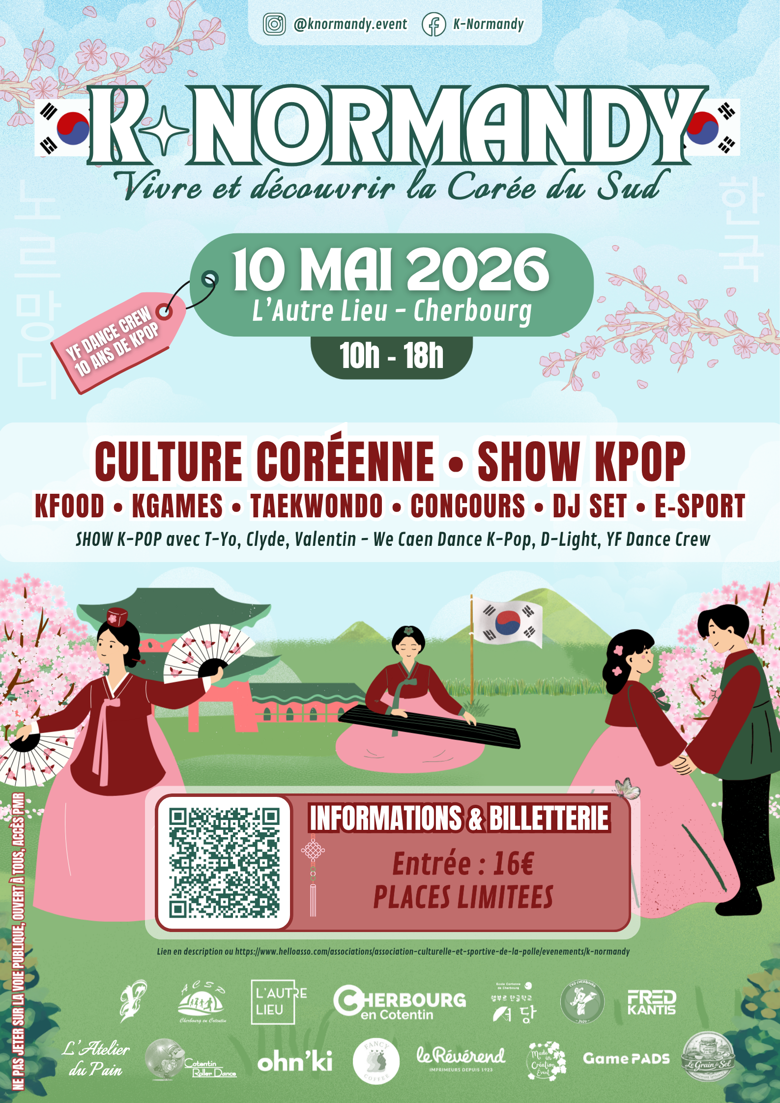 À vos agendas ! Nous vous donnons rendez-vous le dimanche 10 mai pour vivre et découvrir la culture de la Corée du Sud dans le P200 et le P400 à L’Autre Lieu, dans l’Espace René Le Bas à Cherbourg-en-Cotentin !