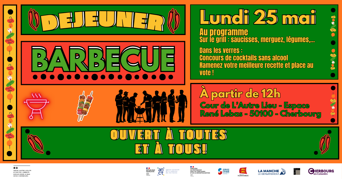 Le lundi 25 mai, L'Autre Lieu ouvre son bar pour un barbecue convivial et festif, et tout le monde est le bienvenu.