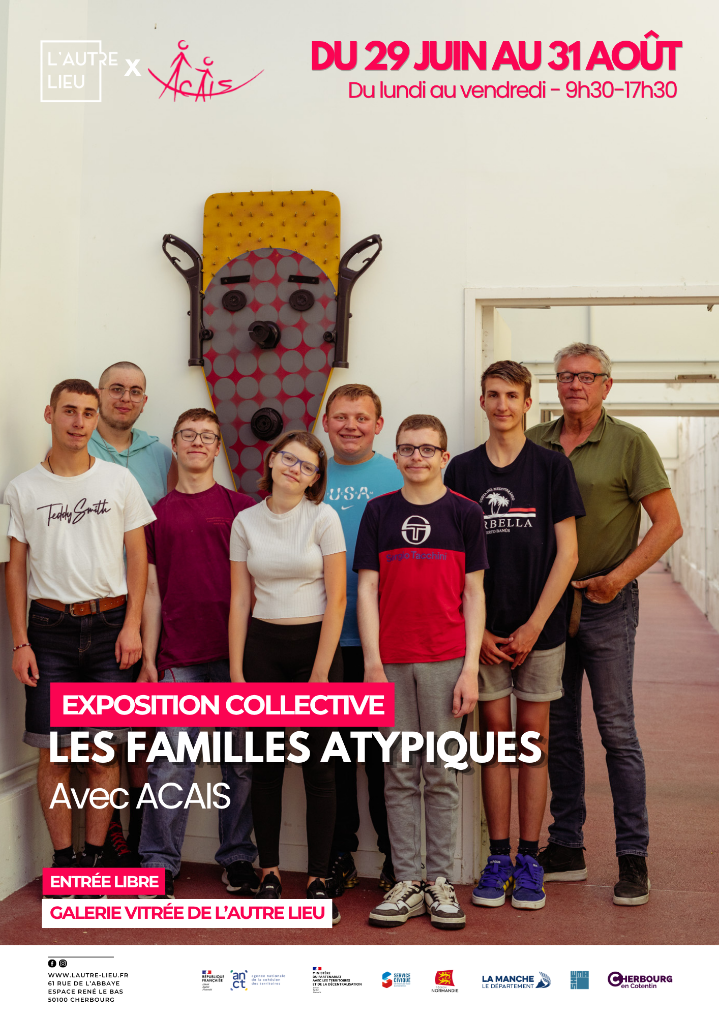 🗓️ Rendez-vous à partir du 29 juin jusqu’au 31 août dans la galerie vitrée de L’Autre Lieu pour une exposition intitulée « Les Familles Atypiques » organisée par le groupe de l’atelier recyclage du pôle professionnel de l’IME ACAIS.