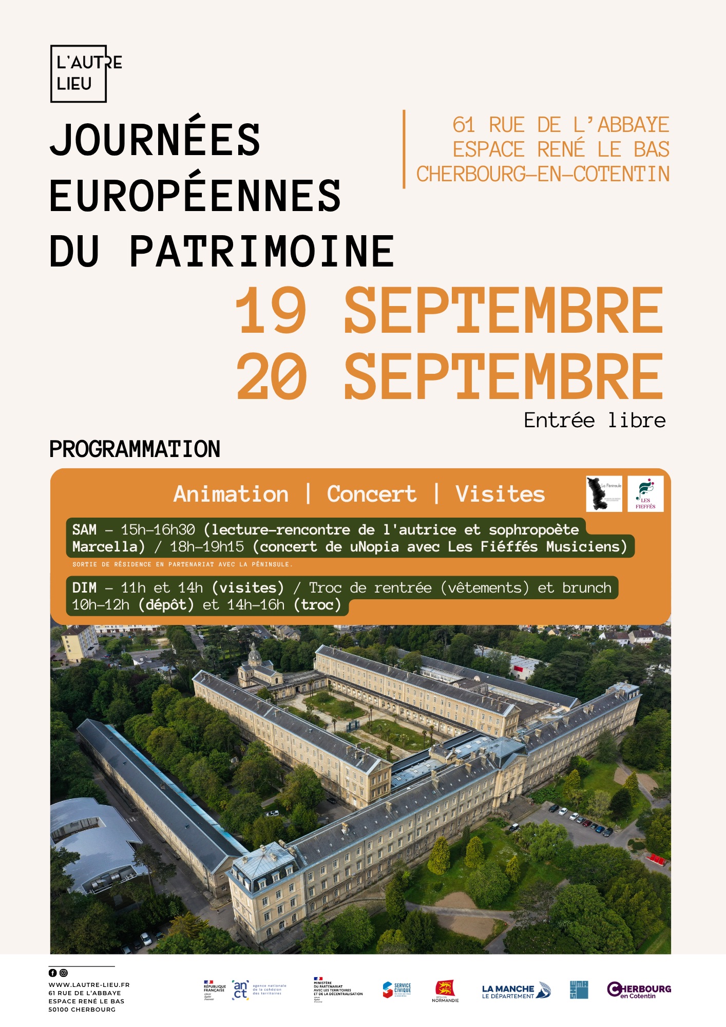 🗓️ À vos agendas ! Nous vous donnons rendez-vous le week-end du 19 au 20 septembre 2026 pour les Journées Européennes du Patrimoine 2026 dans l’Espace René Le Bas à Cherbourg-en-Cotentin.