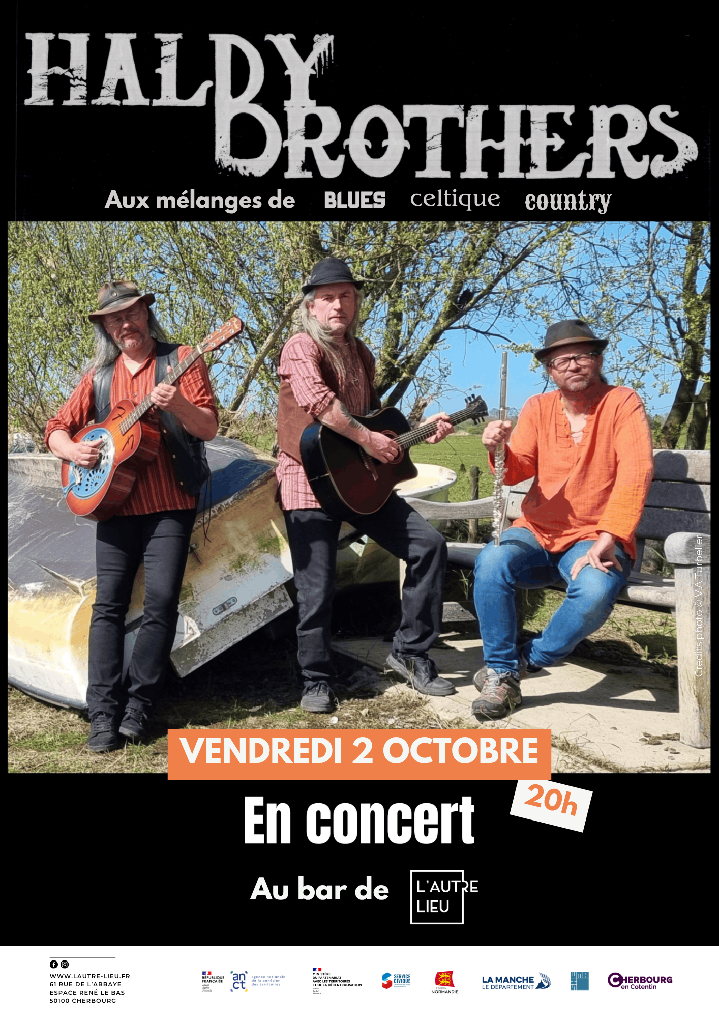 🗓️ Rendez-vous le vendredi 2 octobre à 20h dans le bar de L’Autre Lieu pour un concert avec le groupe Halby Brothers. 